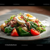 Fresh Chicken Salad with Cherry Tomatoes and Boiled Egg