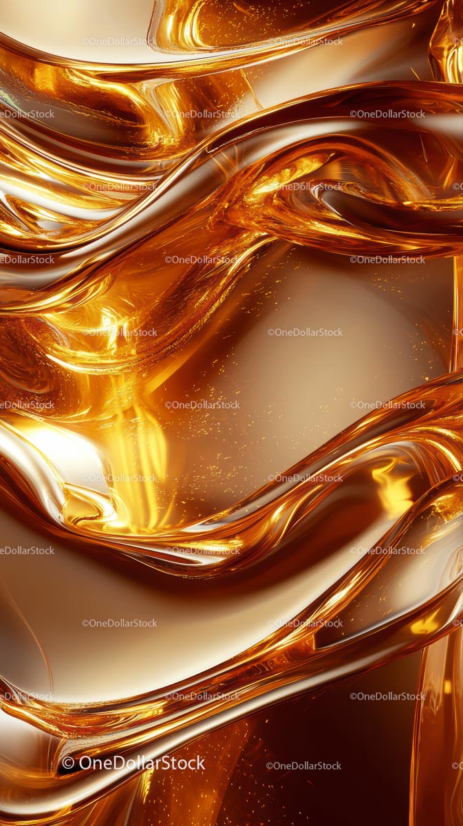Abstract Flowing Gold Liquid with Metallic Texture