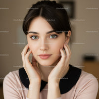 Portrait of a Young Woman with Bright Green Eyes and Natural Makeup