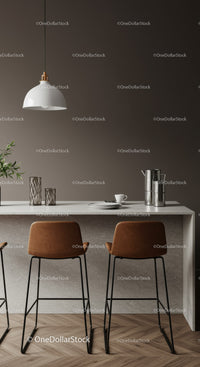 Modern Kitchen with Concrete Countertop and Stylish Seating