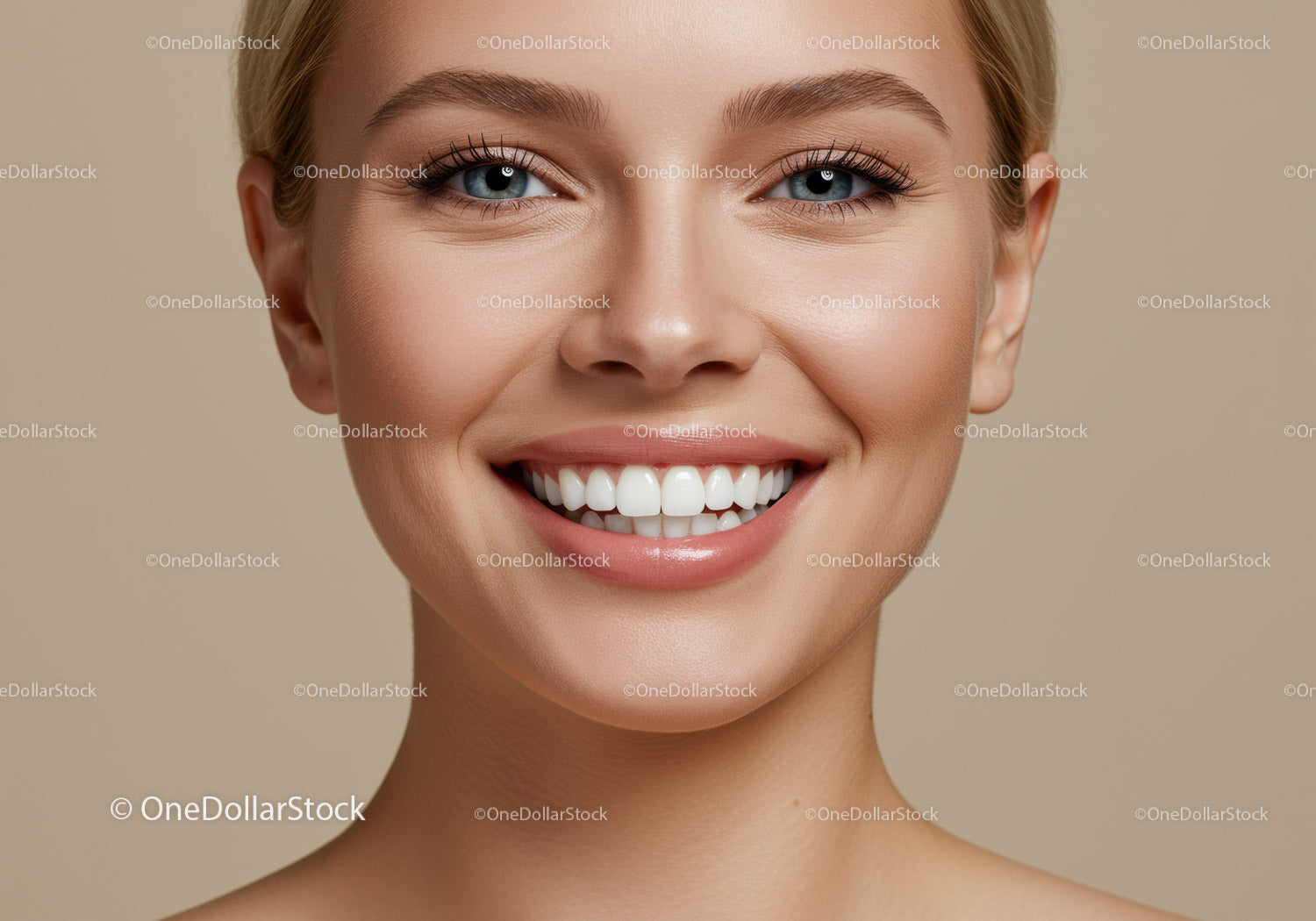 Closeup of happy woman smiling with bright teeth