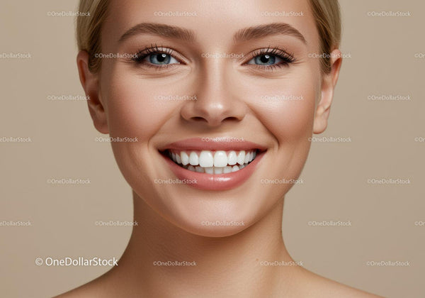 Closeup of happy woman smiling with bright teeth