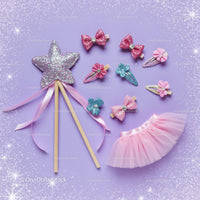 Glittery Fairy Wand and Pink Tutu with Hair Clips