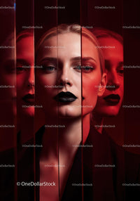 Futuristic Female Portrait with Red Lighting and Dark Makeup Stock Photo Bundle preview 20