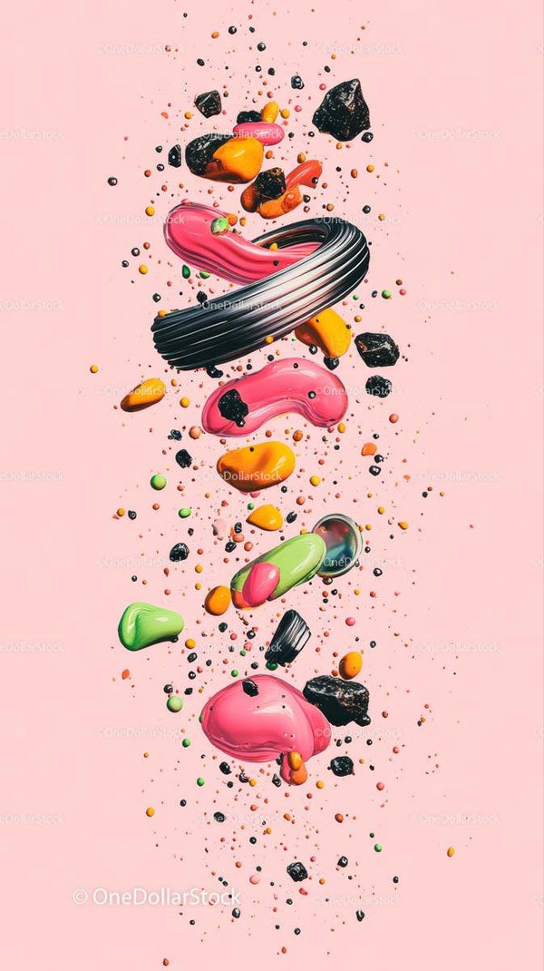 Abstract Colorful Paint Splash with Dynamic Shapes