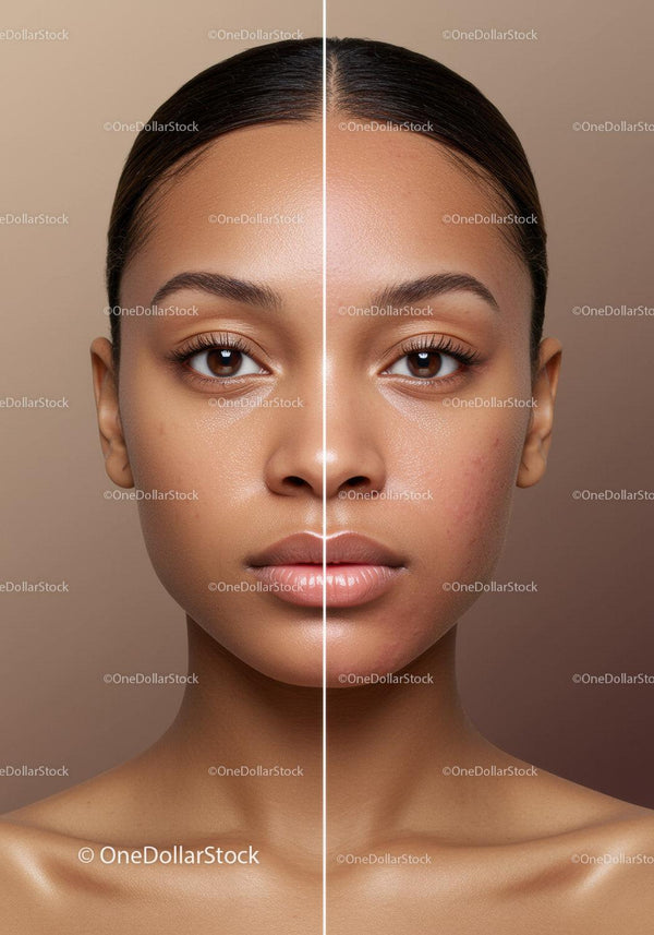 Close-Up Portrait of a Young Woman with Flawless Skin and Natural Makeup