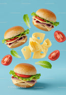 Fresh ham and cheese sandwiches with lettuce and tomatoes