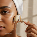 Close-Up of Woman Receiving Facial Massage with Jade Roller