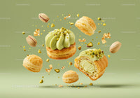Floating Pistachio Cream Pastries with Crunchy Nuts
