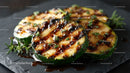 Grilled Zucchini Slices on Black Slate Plate with Char Marks