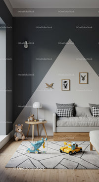 Modern Children's Nursery with Playful Toy Cars and Cozy Decor