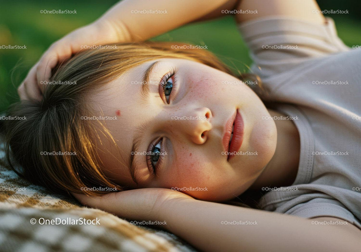 Young woman lying outdoors in soft natural light