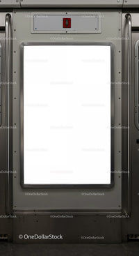 Blank Vertical Advertising Poster Inside Subway Train