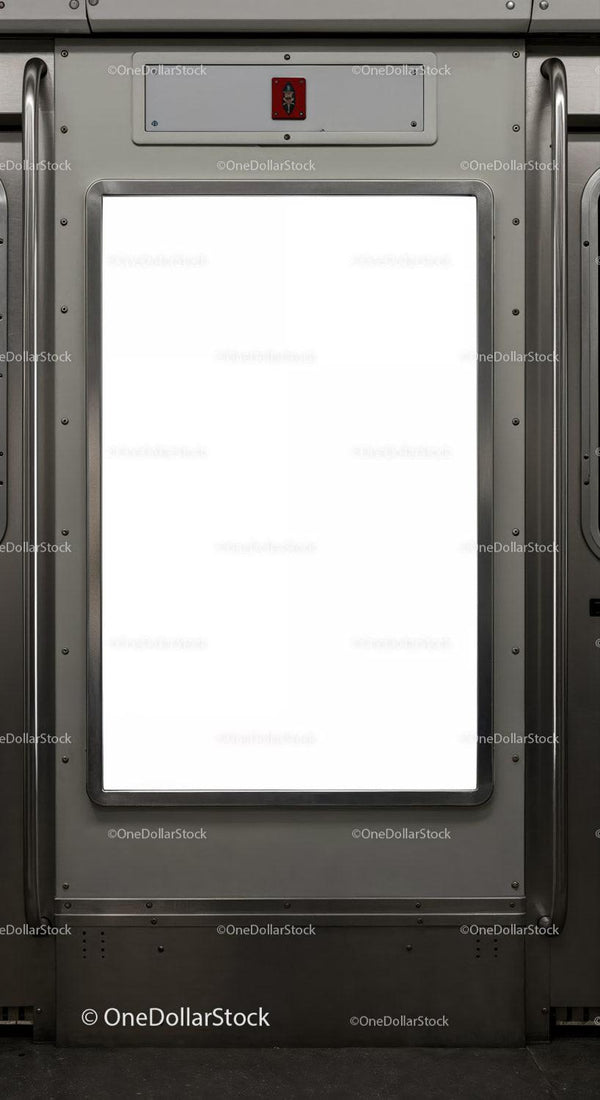 Blank Vertical Advertising Poster Inside Subway Train JPG Mockup Image