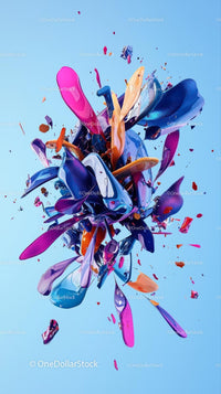 Vivid Abstract Art with Colorful Paint Splashes and Dynamic Shapes
