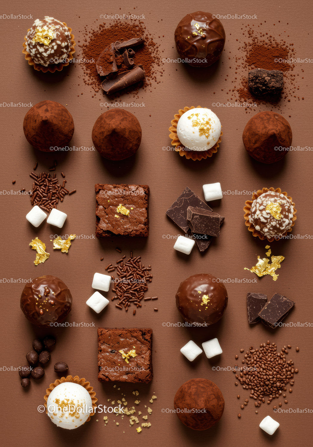Assorted gourmet chocolate truffles with golden decoration