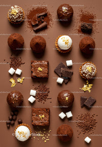 Assorted gourmet chocolate truffles with golden decoration