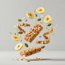 Healthy granola bars with banana chips and seeds