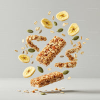 Healthy granola bars with banana chips and seeds