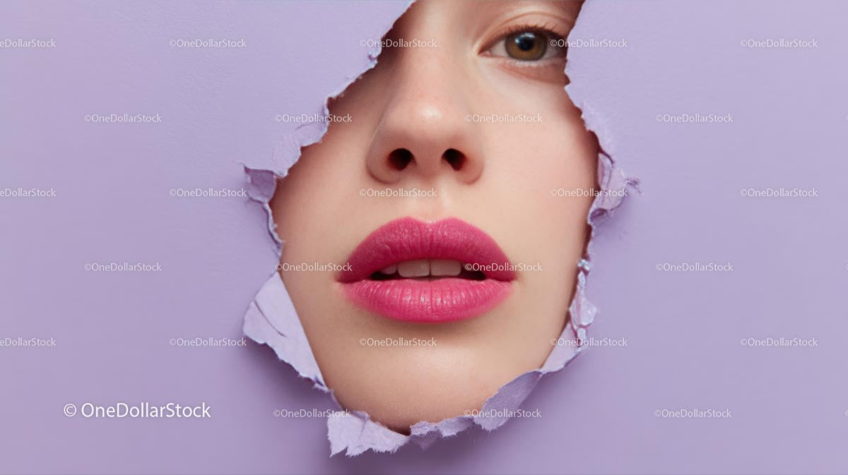 Captivating Female Portrait with Vibrant Pink Lipstick