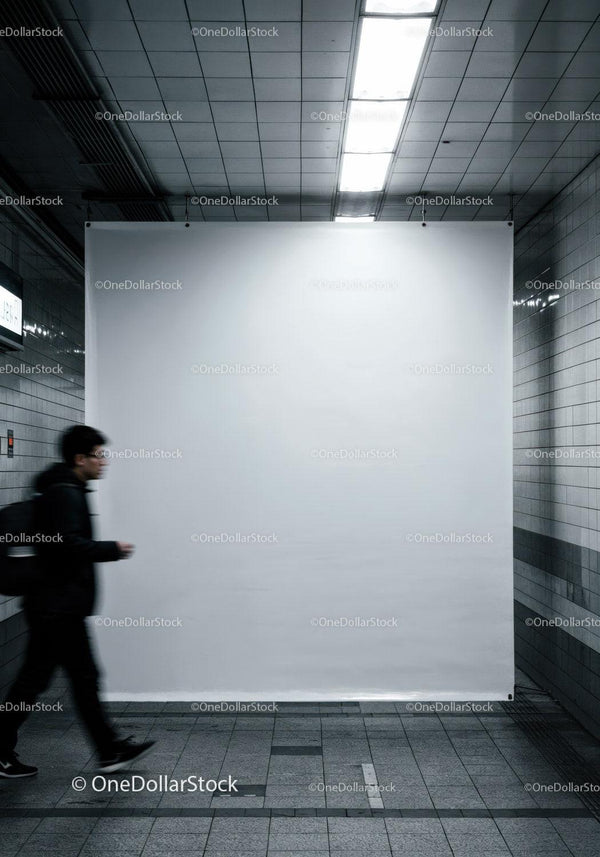 Underground Subway Tunnel with Person Walking Through Urban Transit JPG Mockup Image