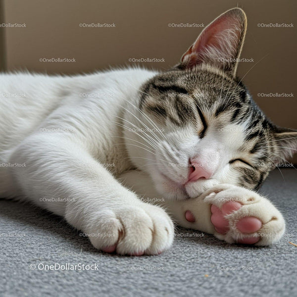 Close-up of a Peaceful Sleeping Tabby Cat