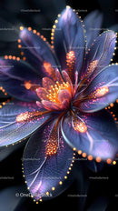 Glowing Abstract Flower with Neon Lights and Illuminated Petals