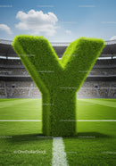 Large Grass Letter Y on Football Field in Stadium