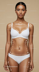 Beautiful Woman in White Lingerie with Confident Pose in Studio