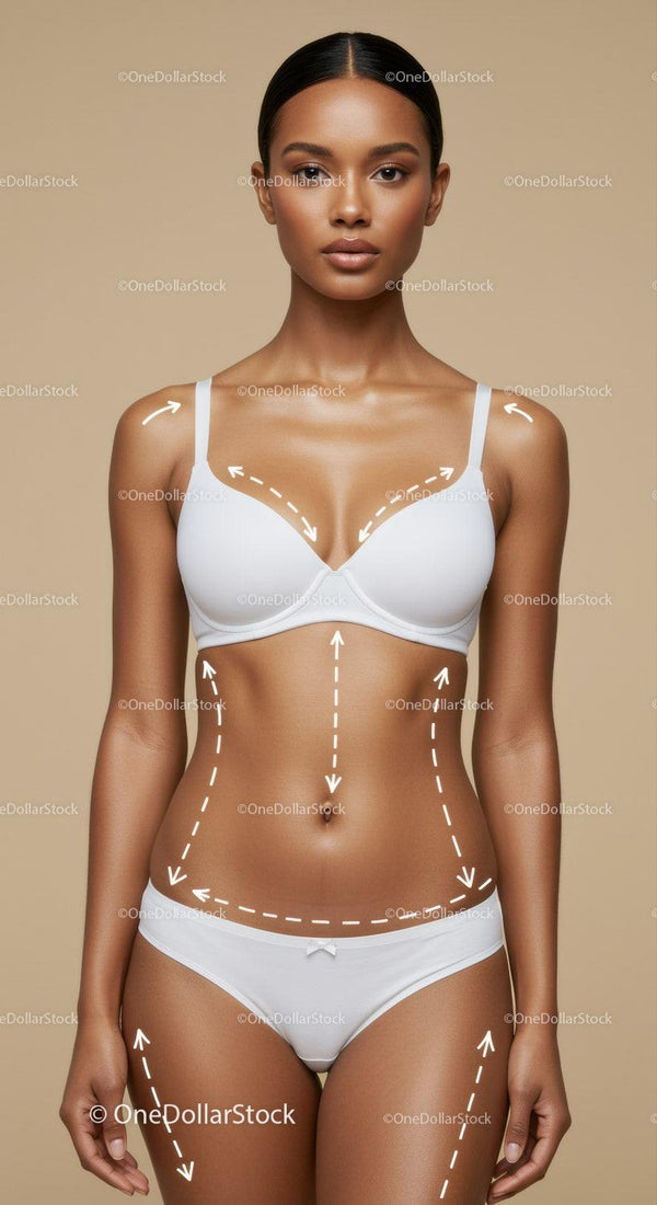 Beautiful Woman in White Lingerie with Confident Pose in Studio