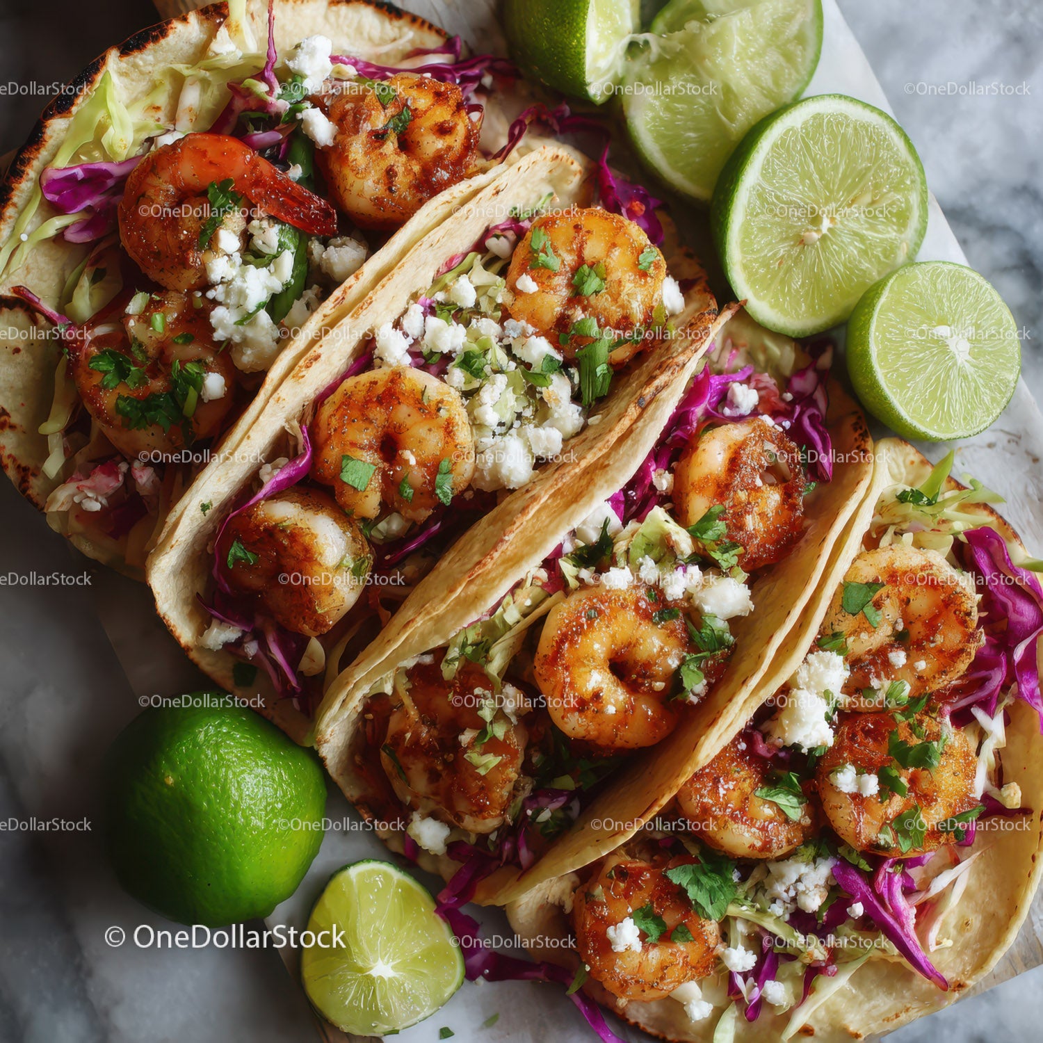 Spicy Shrimp Tacos with Fresh Lime and Vegetables