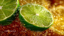 Vibrant Lime Slices with Bubbles and Refreshing Citrus Appeal