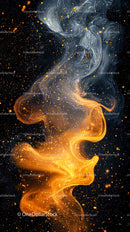 Vibrant Cosmic Swirl with Gold and Blue Nebula and Sparkling Stars