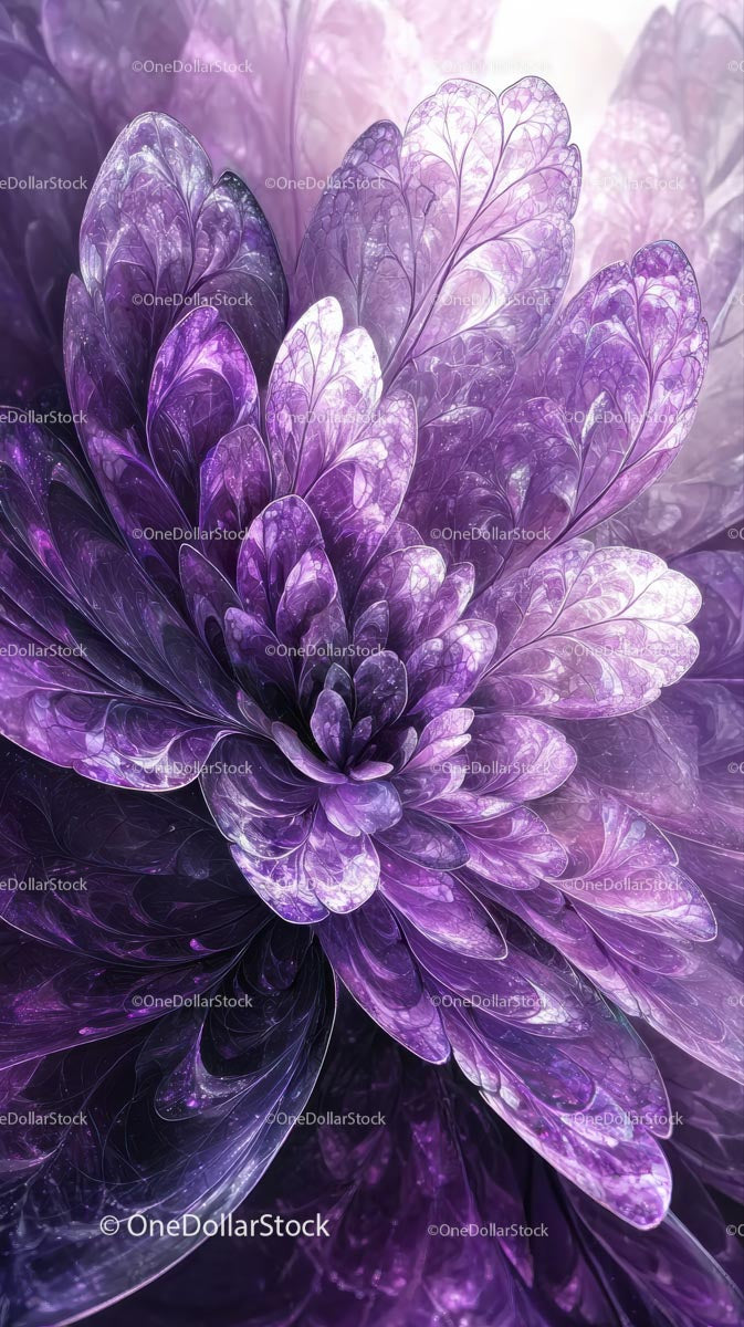 Vibrant Purple Leaves in Artistic Botanical Pattern