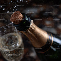 Champagne Bottle with Cork opening for Celebration and Party