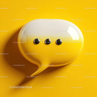 Modern Speech Bubble with Yellow Buttons on Bright Yellow Background