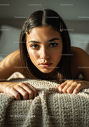 Intimate Close-Up Portrait of Young Woman with Expressive Eyes
