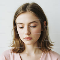 Serene Young Woman with Natural Makeup and Straight Hair Portrait