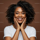 Vibrant Happy Woman with Curly Hair and Bright Smile