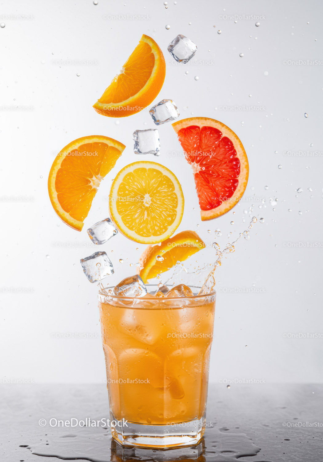Refreshing citrus iced tea with floating fruit slices