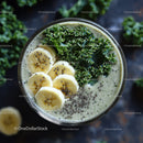 Green Kale and Banana Smoothie with Chia Seeds for Health and Wellness