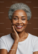 Smiling Elderly Woman with Gray Hair and Bright Expression