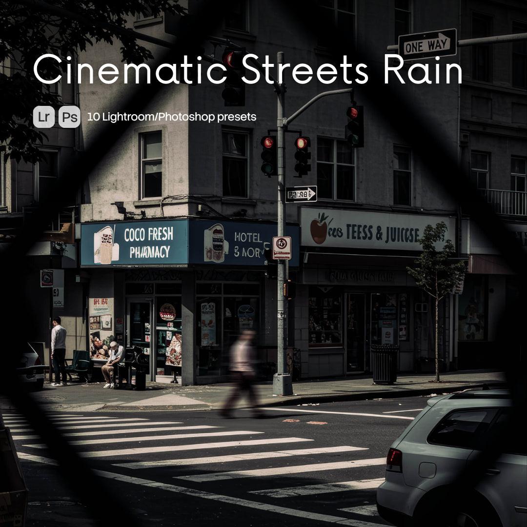 Cinematic Streets Rain Lightroom presets cover preview