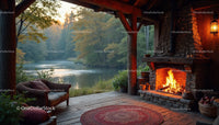 Rustic Cabin with Fireplace Overlooking Serene River and Forest
