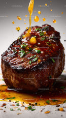 Juicy Grilled Beef Steak with Fresh Herbs and Savory Sauce