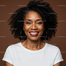 Confident African American Woman with Curly Hair Smiling Portrait