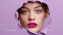 Close-Up Portrait of a Glamorous Model with Pink Lipstick
