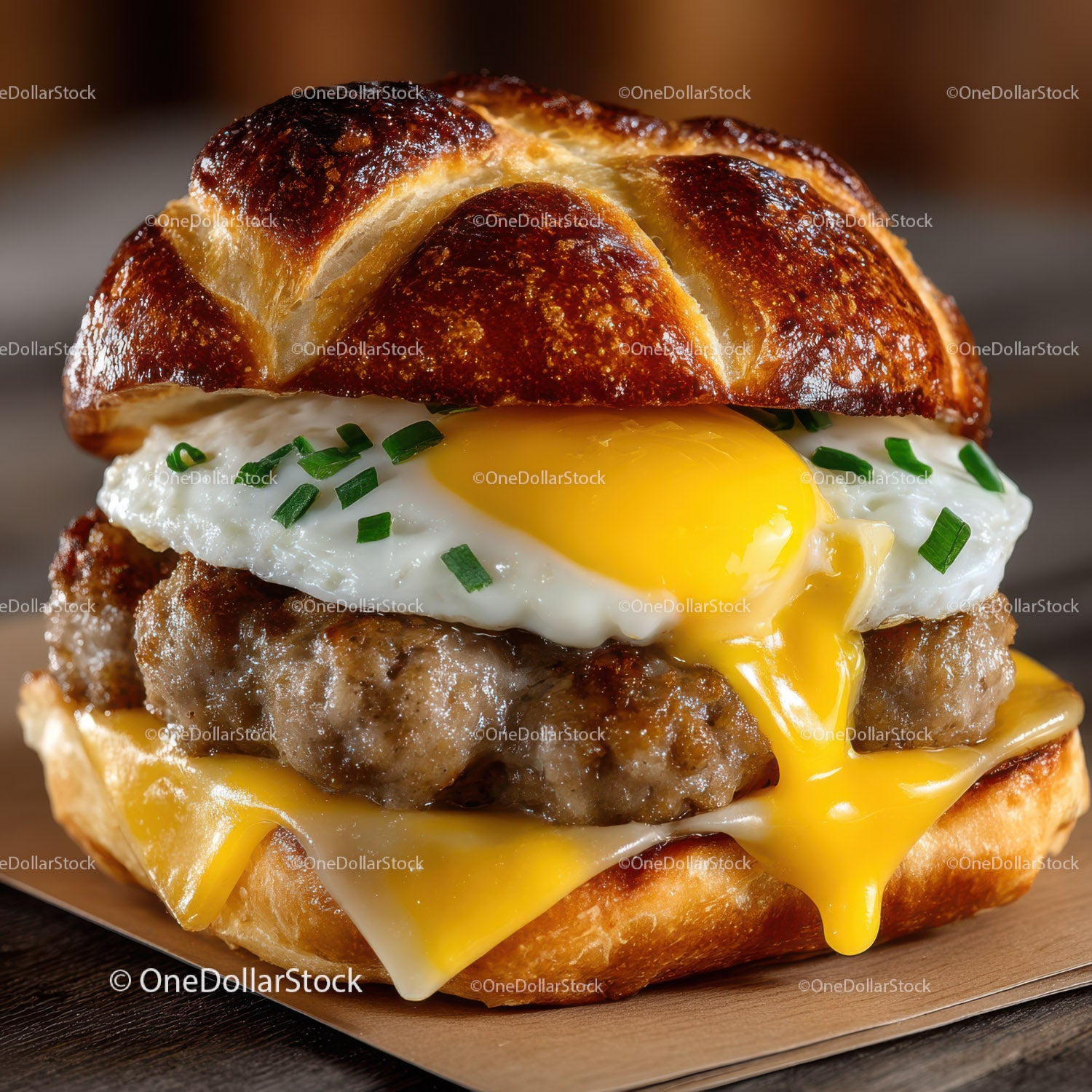 Wykwintny cheeseburger z jajkiem sadzonym i serem cheddar