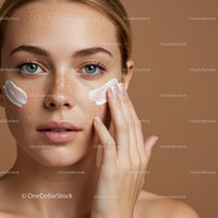 Portrait of a Woman Applying Skincare Cream on Her Face for Hydrated Skin