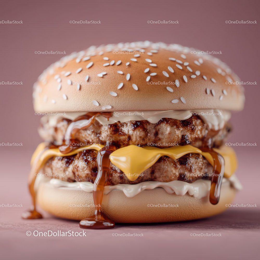 Soczysty burger gourmet z roztopionym serem i bułką sezamową